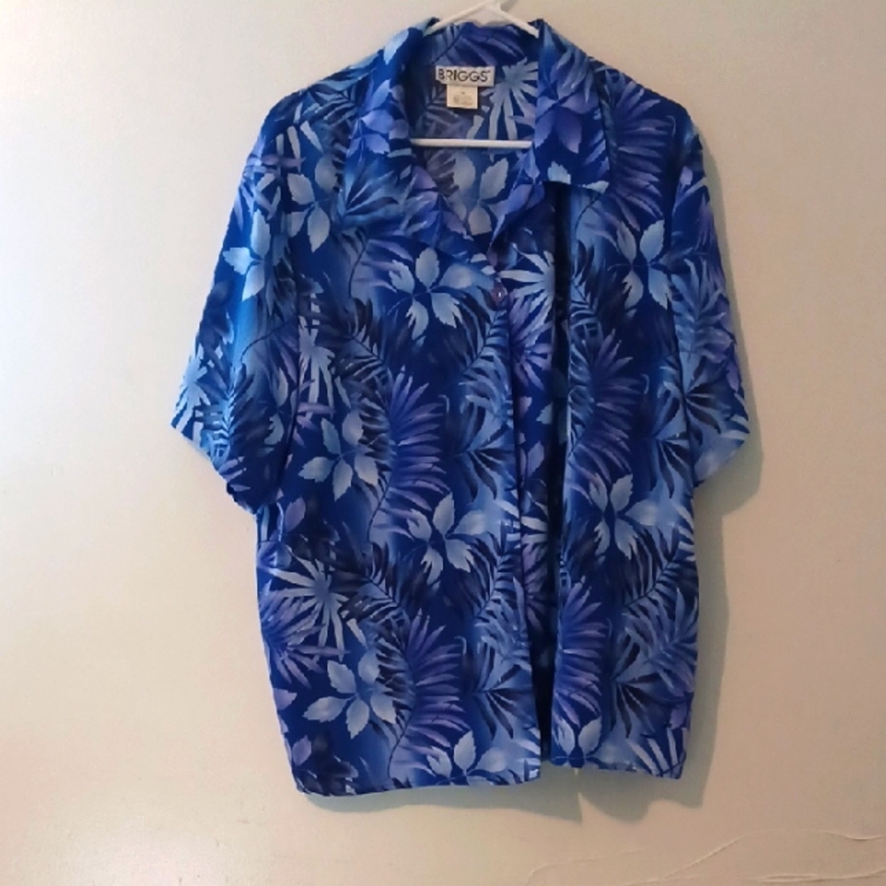 BRIGGS LADIES BEAUTIFUL MOCK 2-PIECE BLACK TOP/FLORAL SHIRT  SIZE 2X
